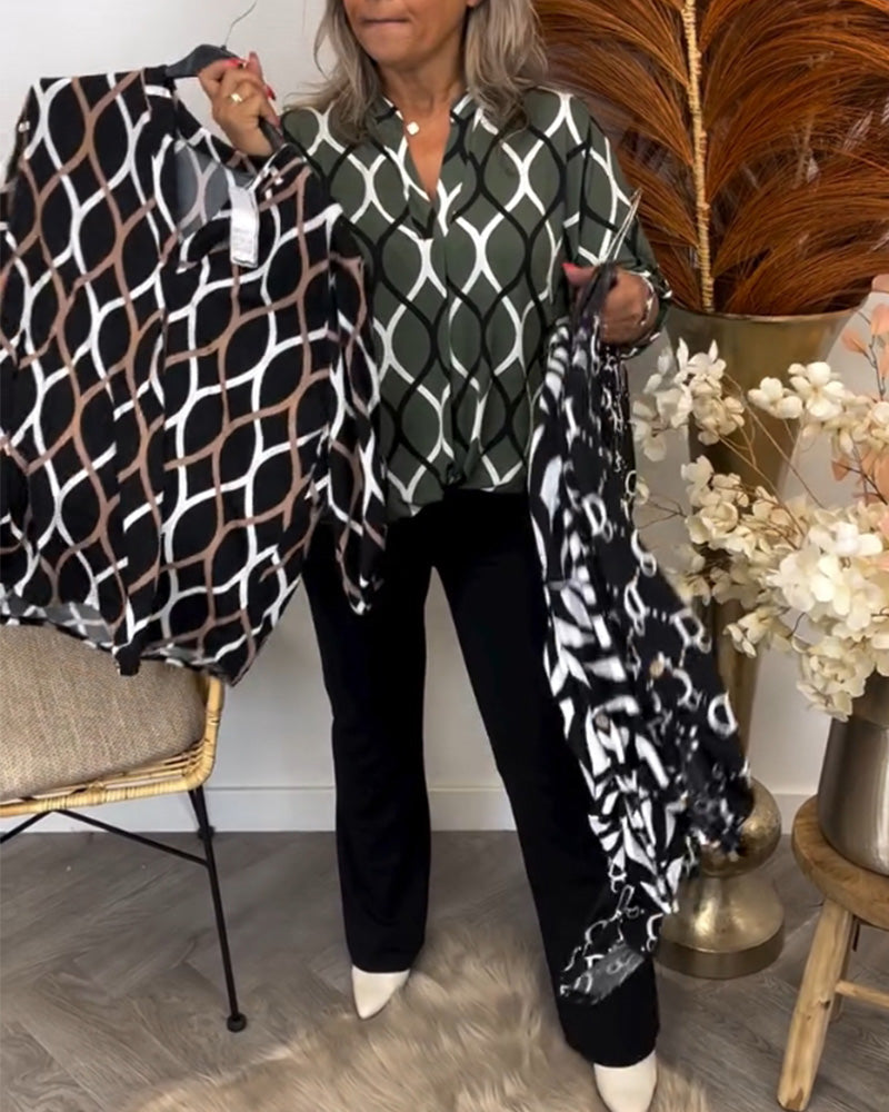 Majken™ | Blus med Grafiskt Tryck