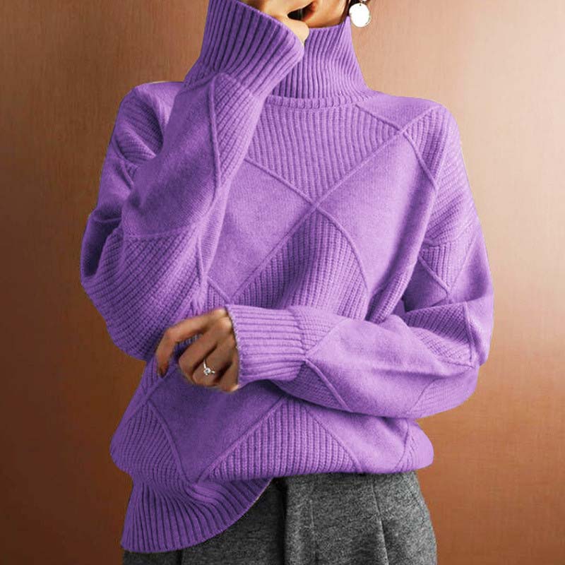 REMMY | Tekstureret Turtleneck Strik Sweater