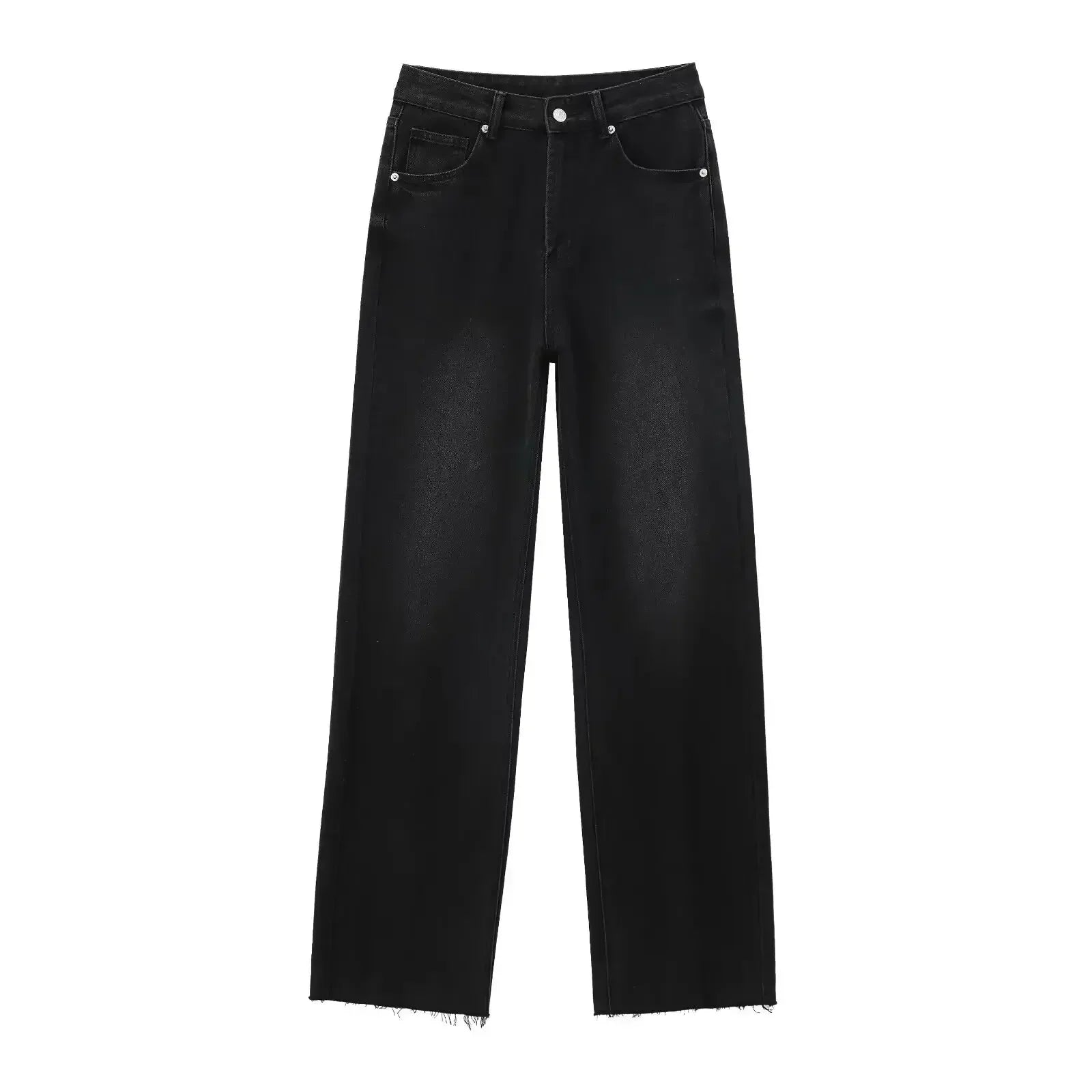 Mira™ | Elegant Svart Jeans med Rå Finish